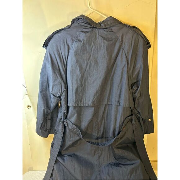 Totes raincoat blue belted womens 10p flower pattern lining 100 nylon Korea #226 - Picture 5 of 7